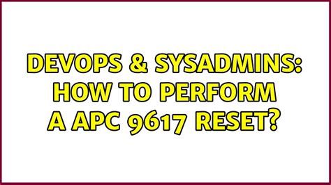 how to reset apc 9617